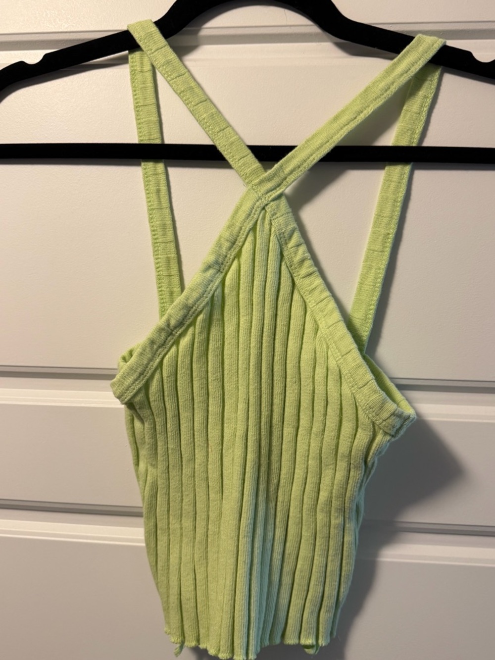 Zara Neon Lime Ribbed Cross-Back Cropped Tank